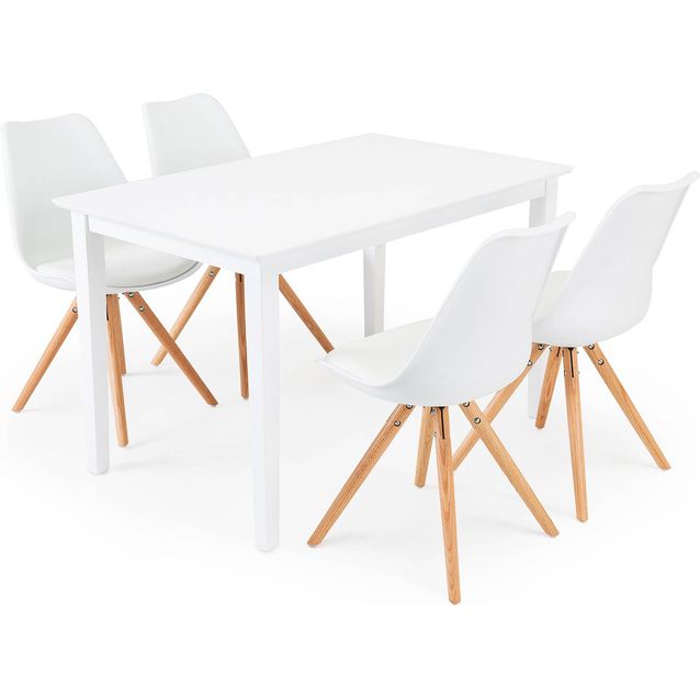 Ruokailuryhmä Aaron/Annikki valk/tammi 4 tuolia