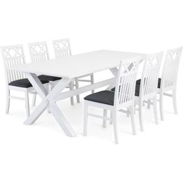 Ruokailuryhmä Tuula Thomas tuoleilla valkoinen/harmaa