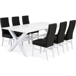 Ruokailuryhmä Tuula Ida tuoleilla valkoinen/musta