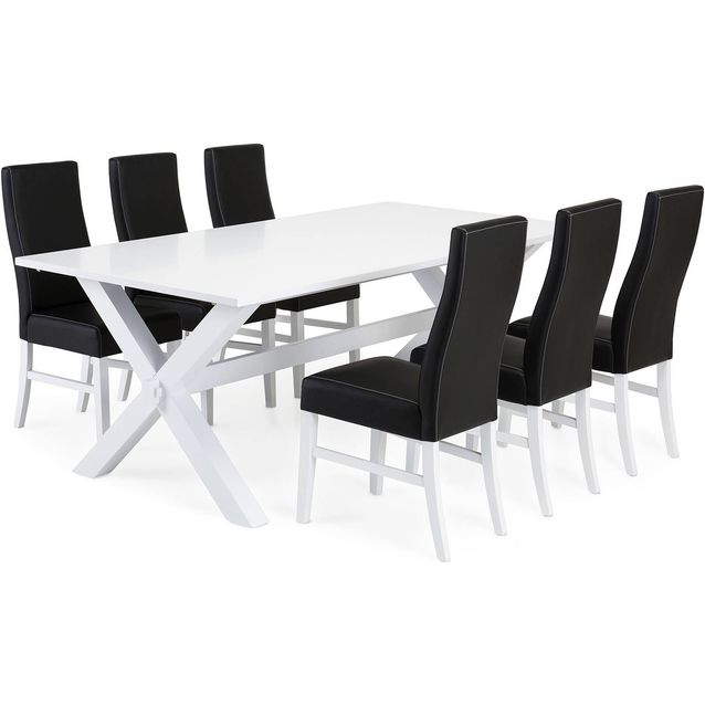 Ruokailuryhmä Tuula Ida tuoleilla valkoinen/musta