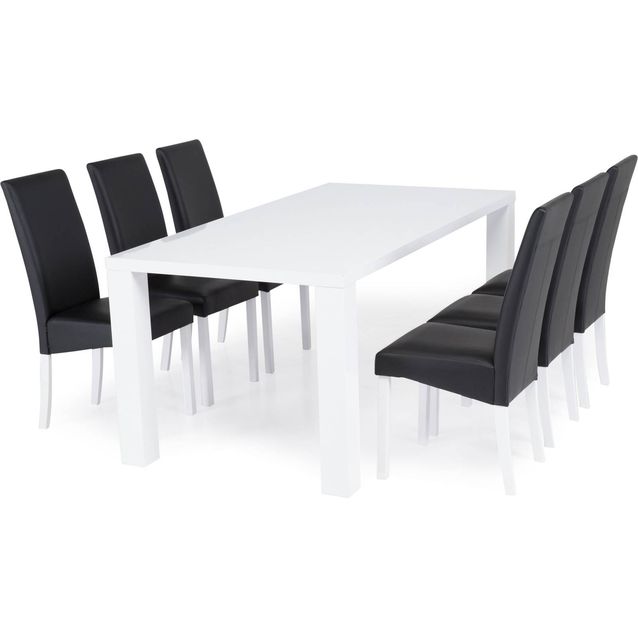 Ruokailuryhmä Johnny 6:lla Ida tuolilla valkoinen/musta