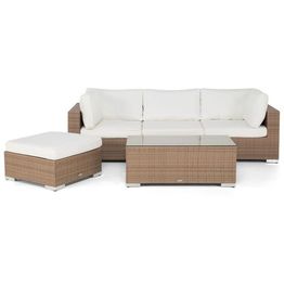 Oleskeluryhmä Bahamas 4, divaani, pöytä 113x58cm, hiekka/valkoinen