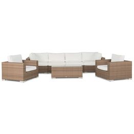 Oleskeluryhmä Bahamas 6, nojatuolit, pöytä 113x58cm, hiekka/valkoinen