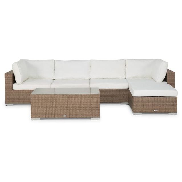 Oleskeluryhmä Bahamas 5, divaani, pöytä 113x58cm, hiekka/valkoinen