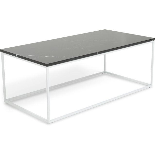 Sohvapöytä Olga 120x60x45 cm musta marmori/teräs valkoisilla jaloilla 