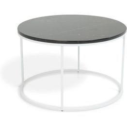 Sohvapöytä Olga Ø 80x50 cm musta marmori/teräs valkoisilla jaloilla
