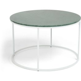 Sohvapöytä Olga Ø 80x50 cm vihreä marmori/valkoinen