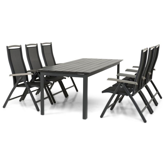 Ruokailuryhmä Auni 6 Pauliina säätötuolilla musta ei sisällä pehmusteita