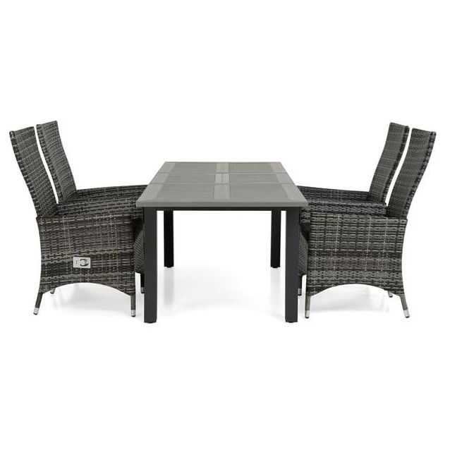 Ruokailuryhmä Monaco 152-210cm, 4 Jenny-tuolia, harmaa