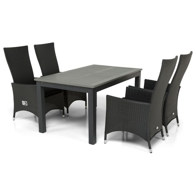 Ruokailuryhmä Pauliina 4 Elmer tuolilla musta/harmaa ei sisällä pehmusteita