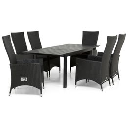 Ruokailuryhmä Auni 4 Elmer säätötuolilla 150-210 cm musta ei sisällä pehmusteita