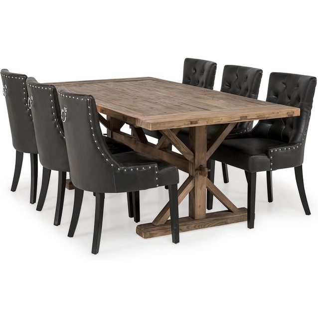 Jatkettava ruokailuryhmä Manor House Lyon 200cm 6 Tuva tuolia ruskea/musta