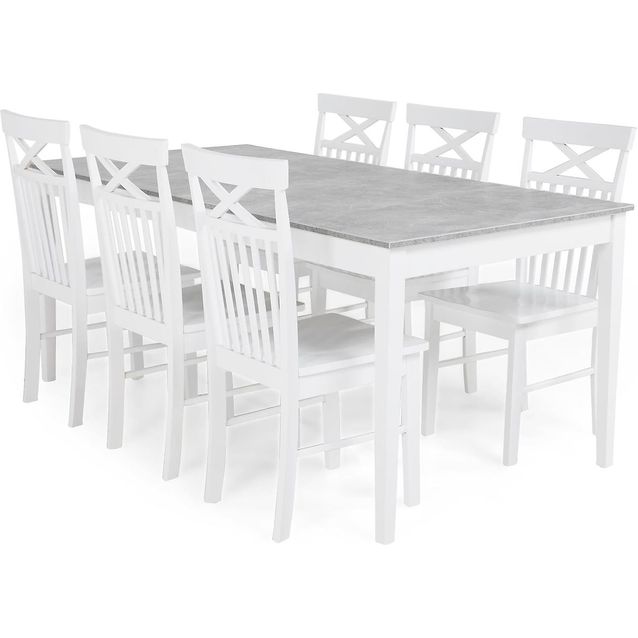 Ruokailuryhmä Romeo 180cm 6 Michigan tuolia harmaa/valkoinen