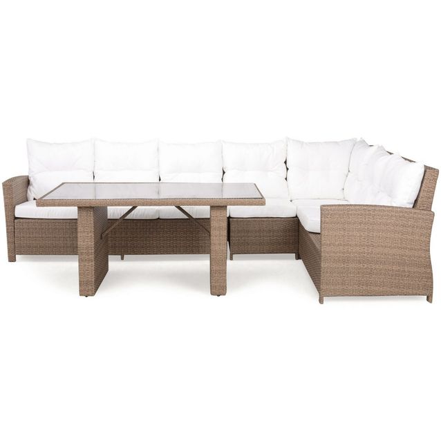 Oleskeluryhmä James 6, pöytä, hiekka/lasi, kulma