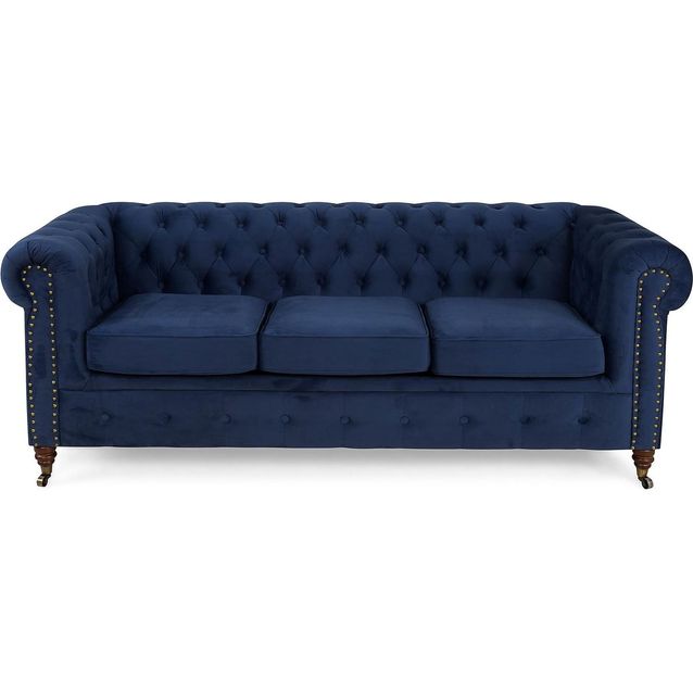 Sohva Manor House Chesterfield Deluxe 3 ist sametti sininen