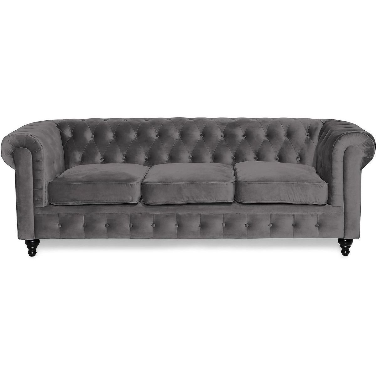 Sohva Manor House Chesterfield Lyx 3 ist sametti harmaa