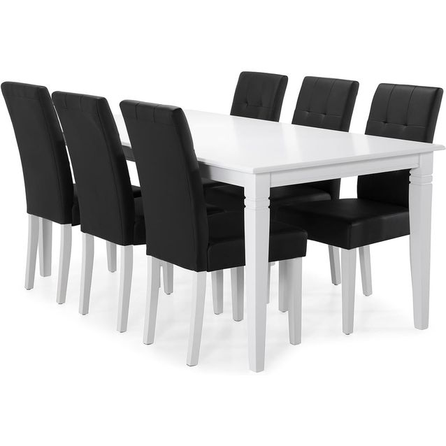 Ruokapöytä Scandinavian Choice Hartford 6 Viktor tuolia valkoinen