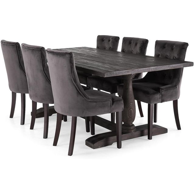 Ruokailuryhmä Manor House Dijon 200cm 6 Viktoria tuolia harmaa/luonnonväri