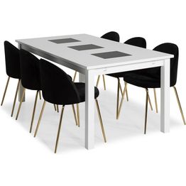 Ruokailuryhmä Scandinavian Choice Jasmin 180cm 6 Felipe tuolia valkoinen