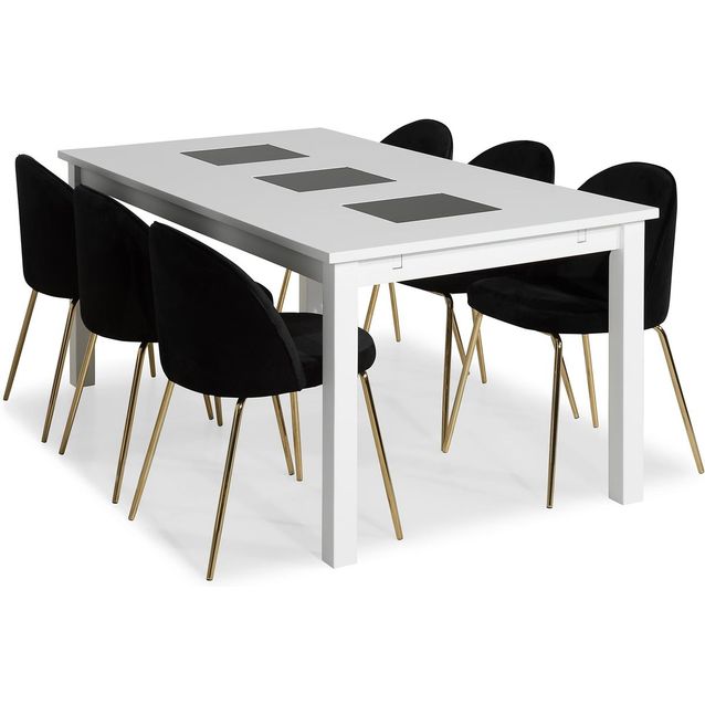 Ruokailuryhmä Scandinavian Choice Jasmin 180cm 6 Felipe tuolia valkoinen