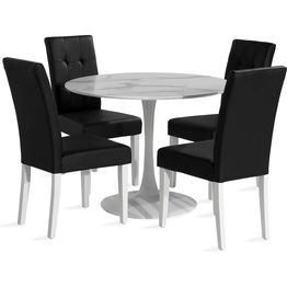 Ruokailuryhmä Scandinavian Choice Caitly 100cm pyöreä 4 Viktor Tuolia harmaa/valkoinen