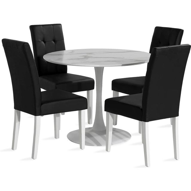 Ruokailuryhmä Scandinavian Choice Caitly 100cm pyöreä 4 Viktor Tuolia harmaa/valkoinen