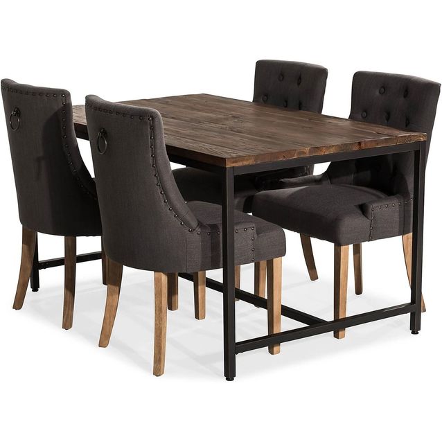 Ruokailuryhmä Manor House Wilmer 140cm 4 Viktoria tuolia ruskea