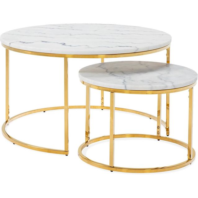 Pöytäsarja Concept 55 Carrie pyöreä marmori messinki