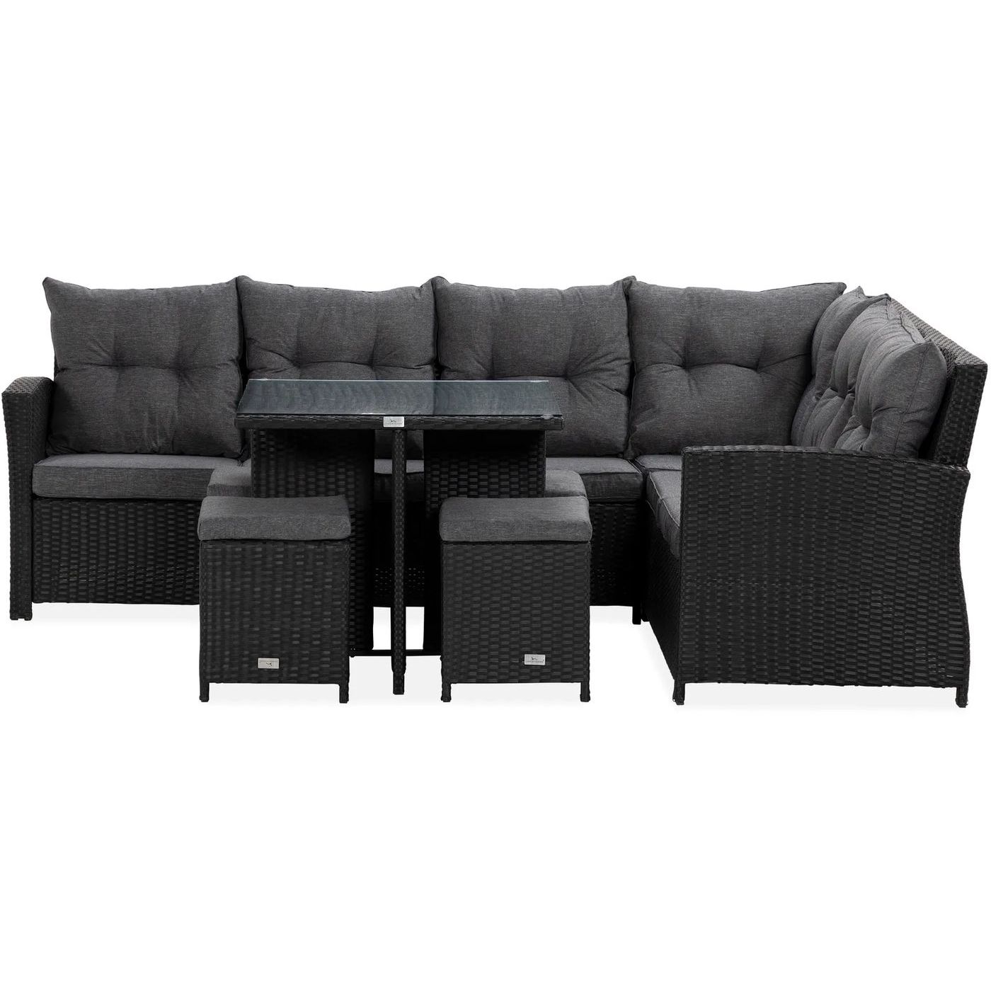 Oleskeluryhmä James 5, pöytä, rahit, kulma, musta/harmaa