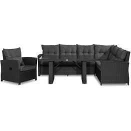 Oleskeluryhmä James 7, nojatuoli, pöytä, kulma, musta/harmaa