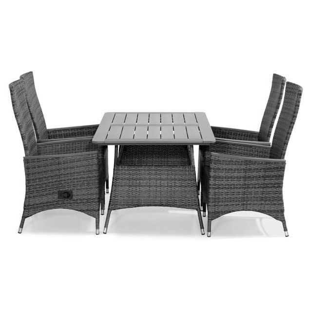 Ruokailuryhmä Thor 140x90cm, 4 Jenny Lyx -nojatuolia, harmaa