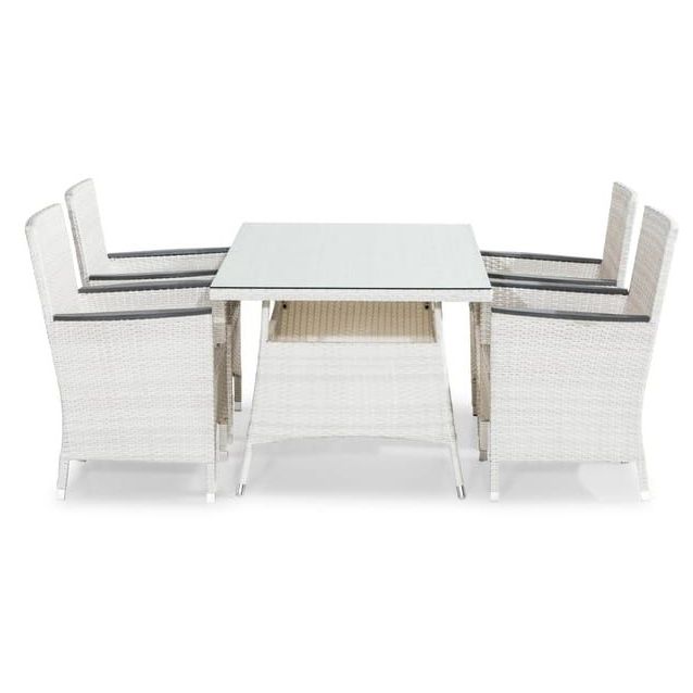 Ruokailuryhmä Thor 140x90cm, 4 Thor Lyx -nojatuolia, valkoinen/harmaa