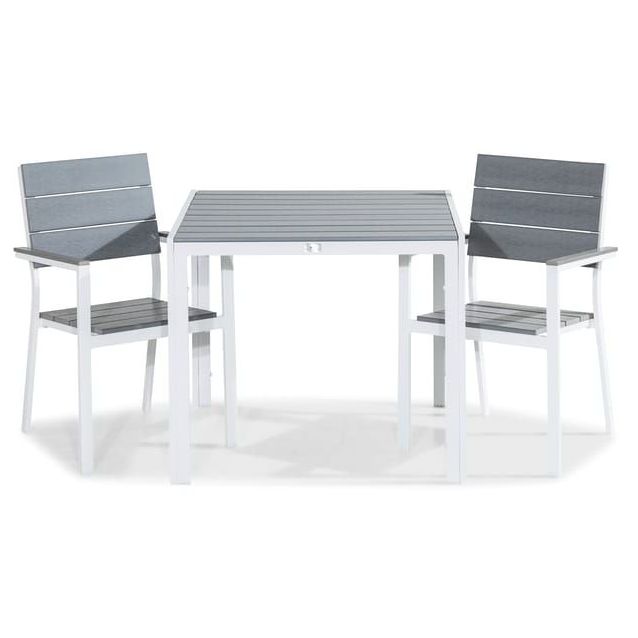Ruokailuryhmä Tunis 90x90cm, 2 tuolia, valkoinen/harmaa