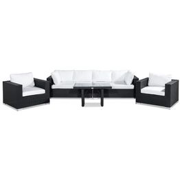 Oleskeluryhmä Bahamas 6, 280cm, nojatuolit, pöytä, musta/valkoinen