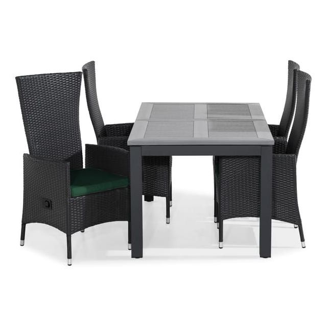 Ruokailuryhmä Monaco 152-210x90cm, 4 Jenny-tuolia + pehmusteet, eri värejä