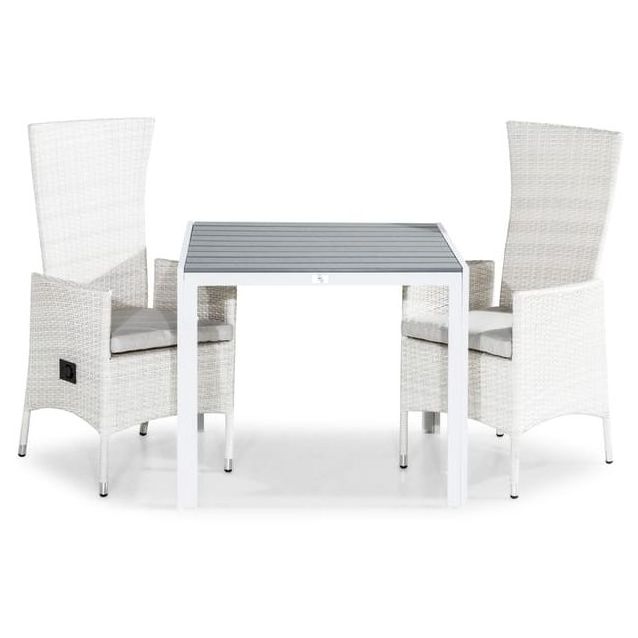 Ruokailuryhmä Tunis 90x90cm, 2 Jenny-tuolia + pehmusteet, eri värejä