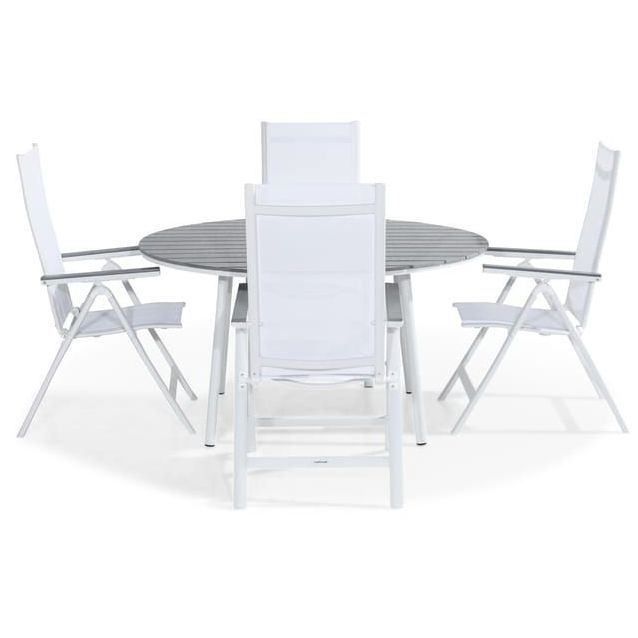 Ruokailuryhmä Tunis Ø140cm, 4 Monaco Light -tuolia