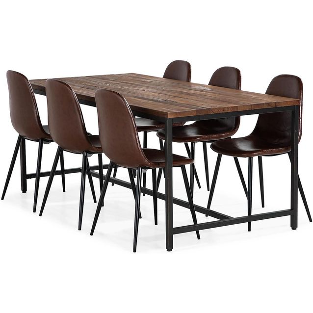 Ruokailuryhmä Wilmer 180cm 6 Nibe tuolilla ruskea