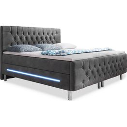 Sänkypaketti Bedly Chester 160x200cm sametti led-valaistus harmaa