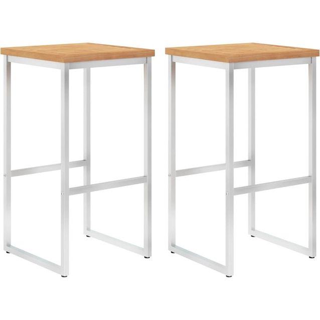 Baarituolit 2 kpl täysi tiikki ja ruostumaton teräs_1