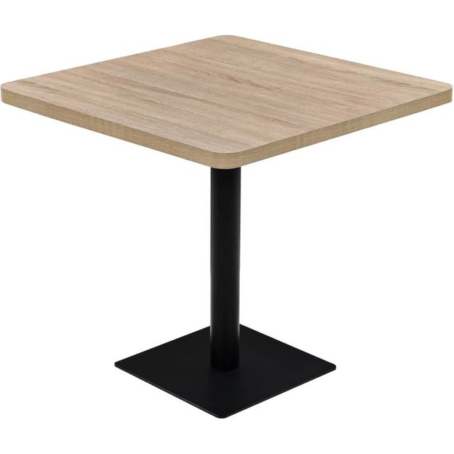 Bistropöytä mdf ja teräs neliö 80x80x75 cm tammenvärinen_1
