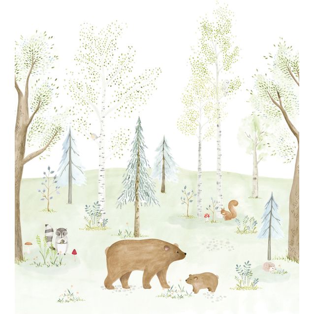 Kuvatapetti Casadeco The Enchanted Forest With Bear S Vert Foret 200x250cm (88227305)