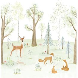 Kuvatapetti Casadeco The Enchanted Forest With Doe S Vert Foret 200x250cm (88237505)