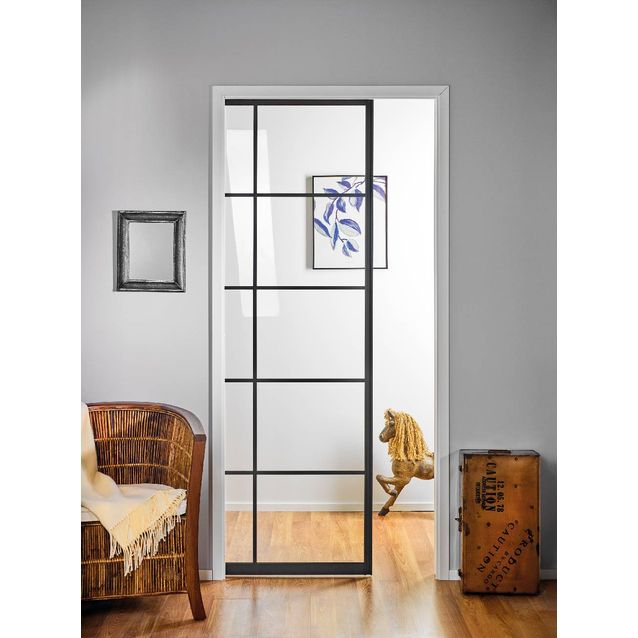 Liukuovi seinän sisään Stella Pocket Door M10 ristikko 1025x2040mm musta