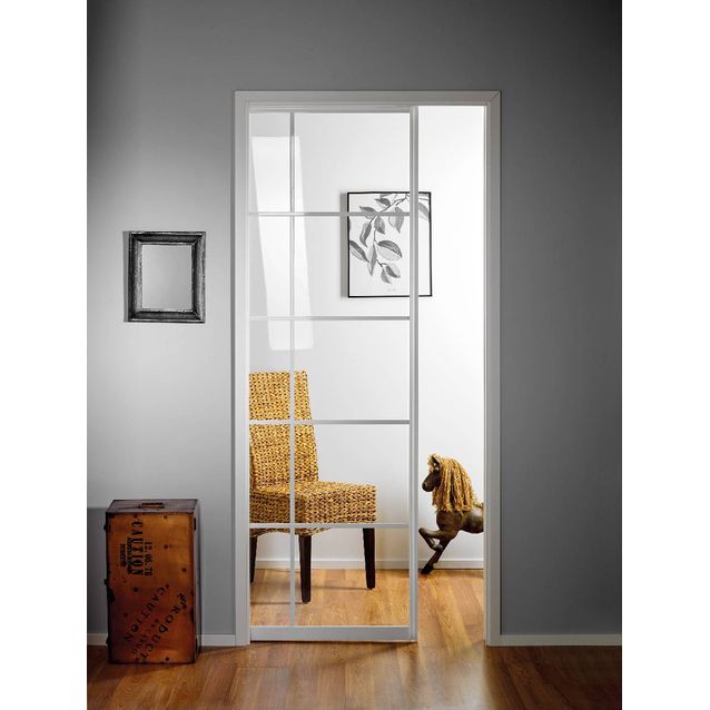 Liukuovi seinän sisään Stella Pocket Door M12 ristikko 1225x2040mm valkoinen