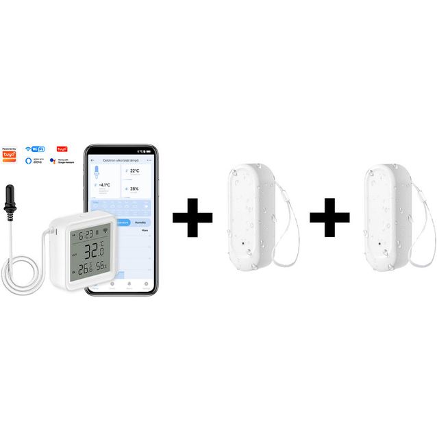 Lämpö- ja kosteusanturipaketti Celotron Tuya Smart WiFi, CETZ052 + 2kpl CETH092 anturit 