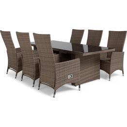 Ruokailuryhmä Majestic/Jenny 210 cm pöytä + 6 säädettävää tuolia musta/musta