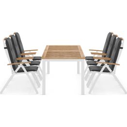 Ruokailuryhmä Las Vegas 220/280 cm jatkettava pöytä + 6 säädettävää tuolia tiikki/valkoinen