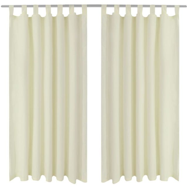 Creme mikro-satiini verhot lenkeillä 2kpl 140 x 225 cm_1