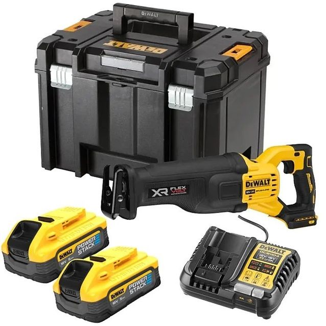 Akkupuukkosaha DeWalt XR Flexvolt Advantage DCS386H2T-QW 3000spm 18V 2x5,0 Ah akuilla + TSTAK